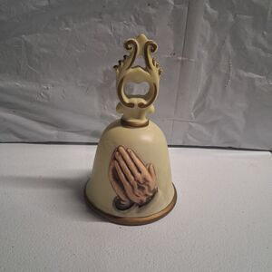 Vintage HOMCO Praying Hands Porcelain Bisque Bell